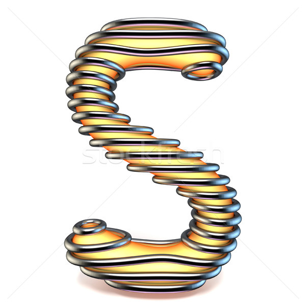 Orange yellow letter S in metal cage 3D Stock photo © djmilic