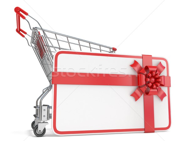 Gift card with blank space for text and shopping cart. 3D Stock photo © djmilic