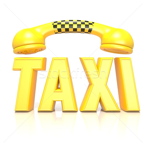 Foto stock: Amarelo · palavra · táxi · telefone · 3D