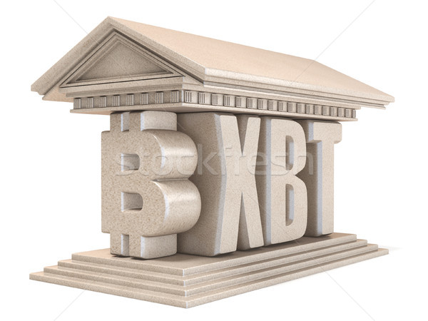 Bitcoin XBT currency sign temple 3D Stock photo © djmilic