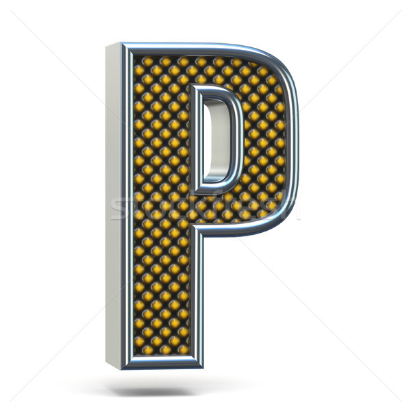 Chrome metal orange dotted font Letter P 3D Stock photo © djmilic