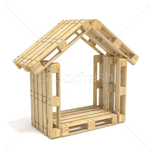 House made of Euro pallets. Side view. 3D Stock photo © djmilic