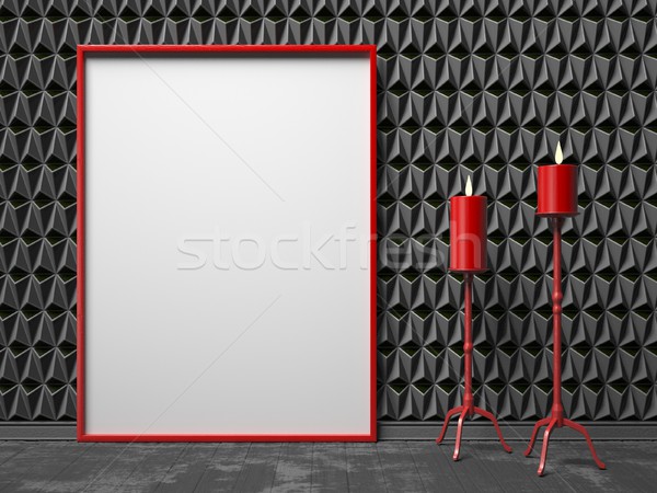 Fotolijstje twee Rood kandelaar zwarte omhoog Stockfoto © djmilic
