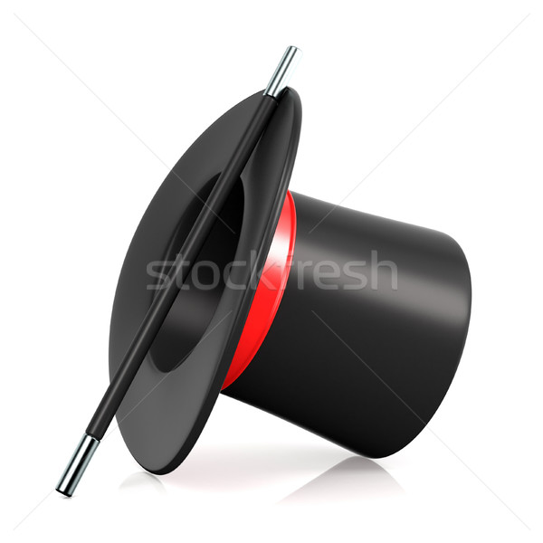 Magic hat and wand, 3D Stock photo © djmilic