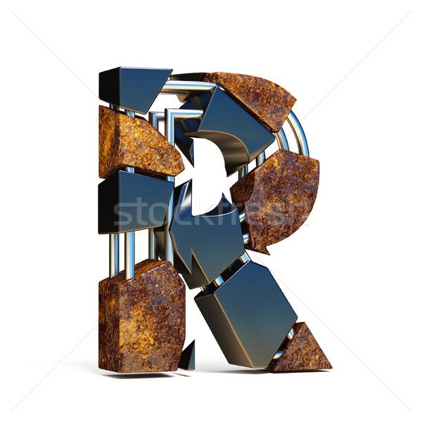 Zwarte bruin breuk doopvont letter r 3D Stockfoto © djmilic