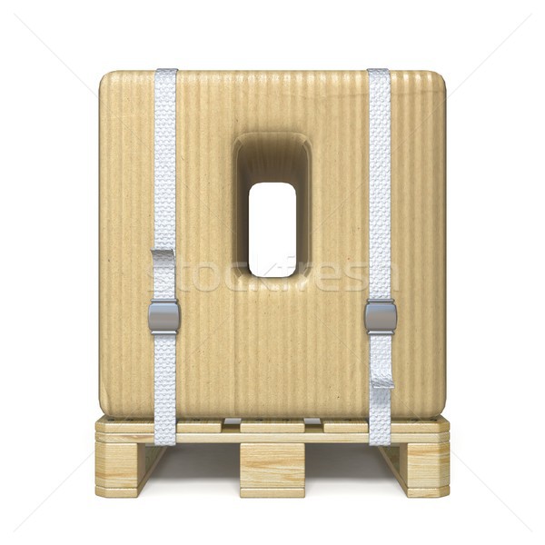 Cardboard box font Number 0 ZERO on wooden pallet 3D Stock photo © djmilic