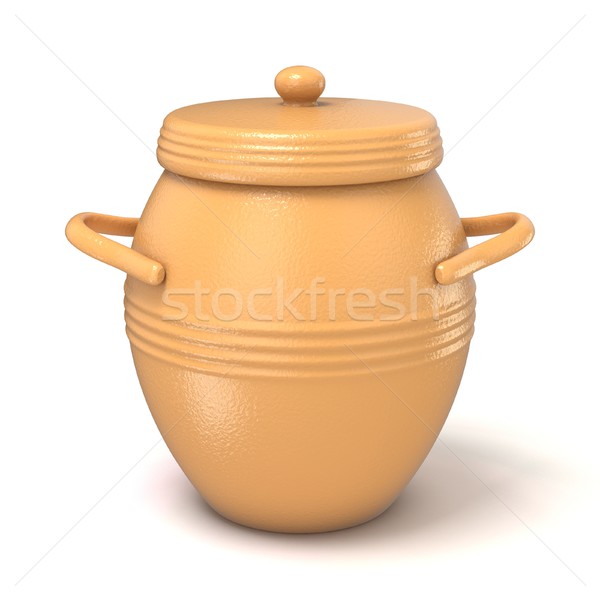 Clay pot with lid. 3D Stock photo © djmilic