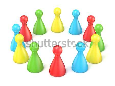 Pawns figures seesaw. 3D Stock photo © djmilic