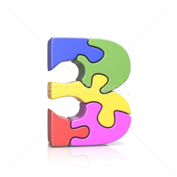 Puzzel aantal drie 3D 3d render Stockfoto © djmilic