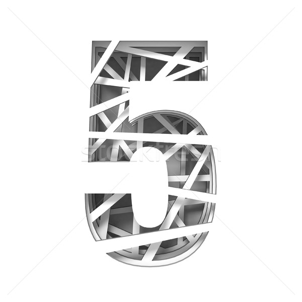 Stock photo: Paper cut out font number FIVE 5 3D