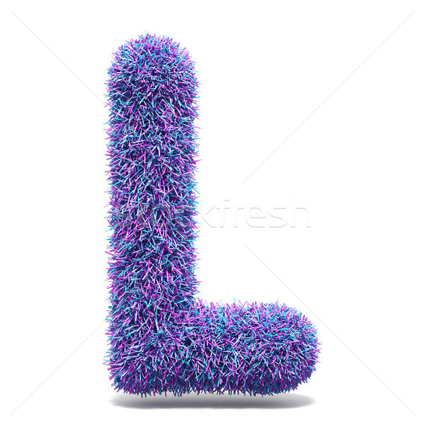 Purple faux fur LETTER L 3D illustration Stock photo © djmilic
