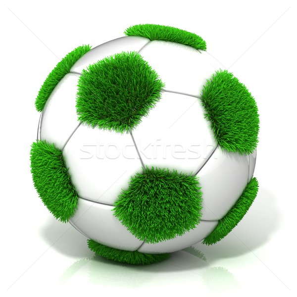 Football ball with grassy field instead black Stock photo © djmilic