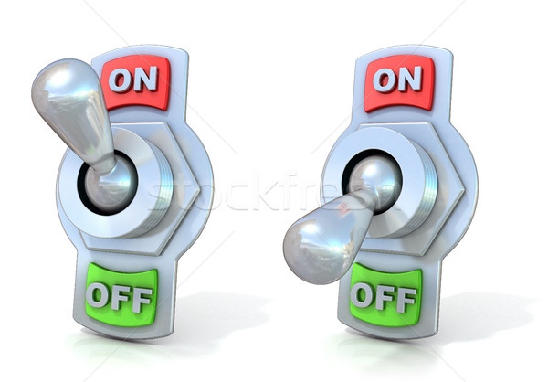 On and off metal toggle switches. 3D Stock photo © djmilic