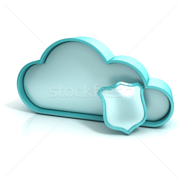 Nuage livre 3D icône de l'ordinateur bouclier isolé [[stock_photo]] © djmilic