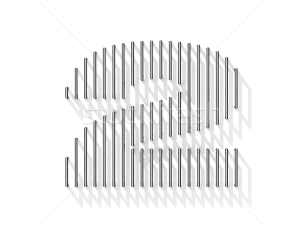 Silver, steel wire font. Number TWO 2 Stock photo © djmilic