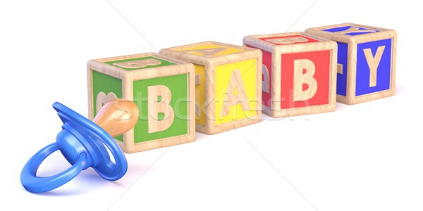 Stockfoto: Woord · baby · speelgoed · fopspeen · 3D