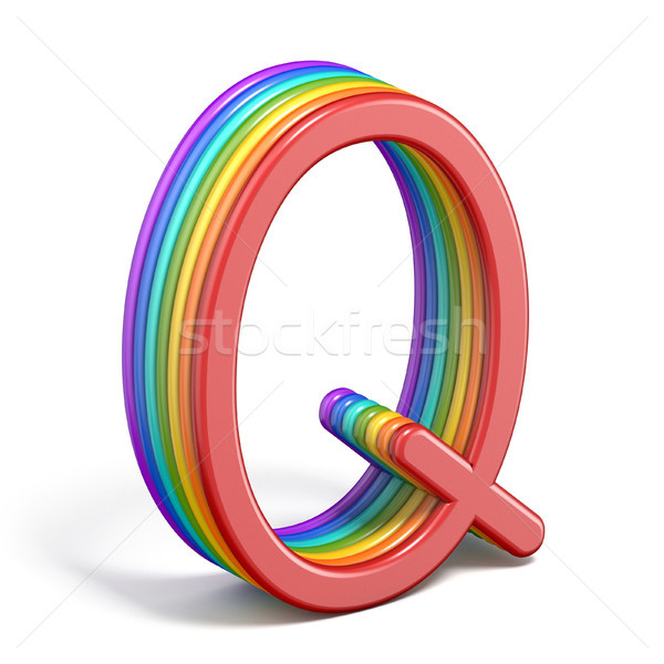 Rainbow font letter Q 3D Stock photo © djmilic