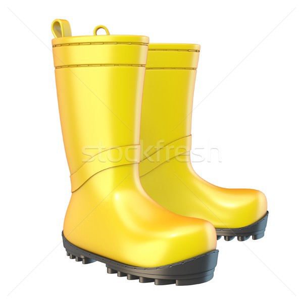 Yellow rain boots 3D Stock photo © djmilic