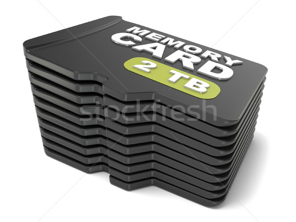 Memory micro SD card stack. 3D Stock photo © djmilic