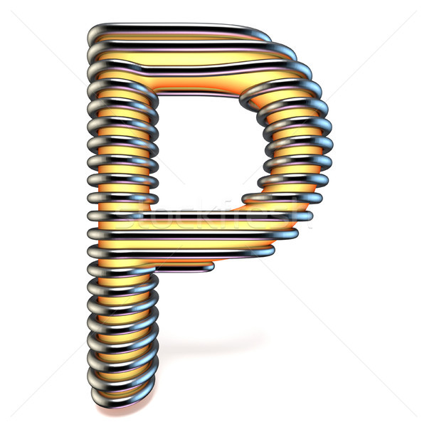Orange yellow letter P in metal cage 3D Stock photo © djmilic