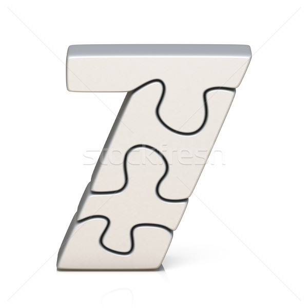 Fehér puzzle fűrész szám hét 3D Stock fotó © djmilic
