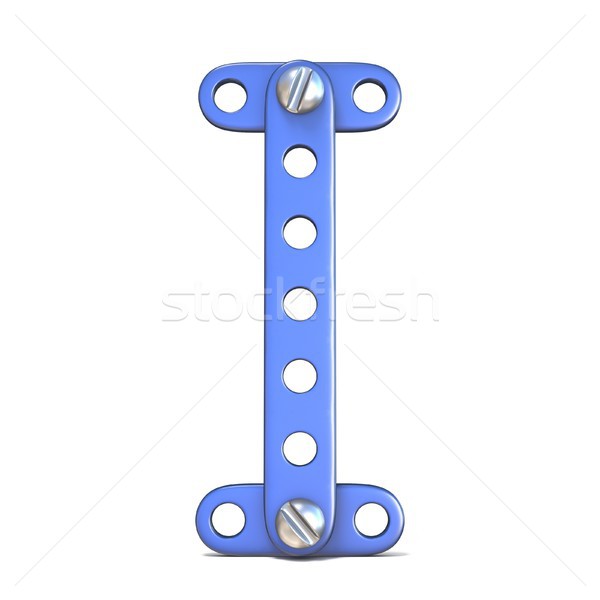 Alphabet made of blue metal constructor toy Letter I 3D Stock photo © djmilic