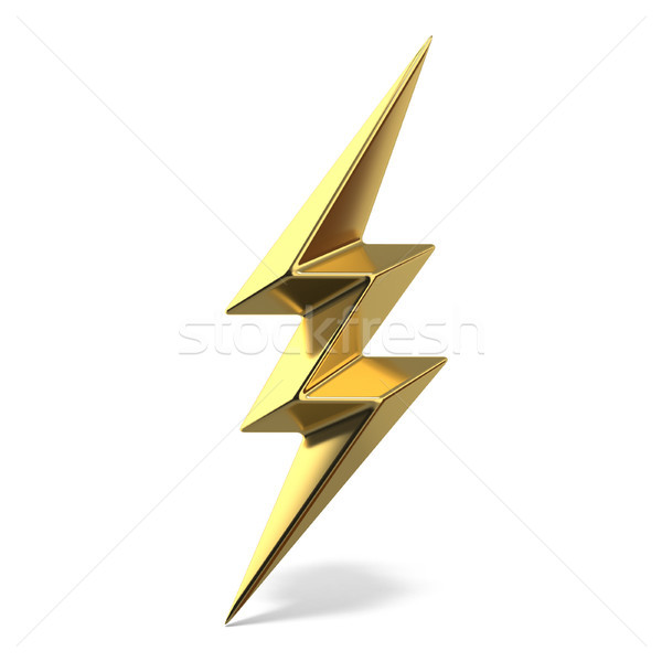 Golden lightning triple symbol two sides sharp 3D Stock photo © djmilic