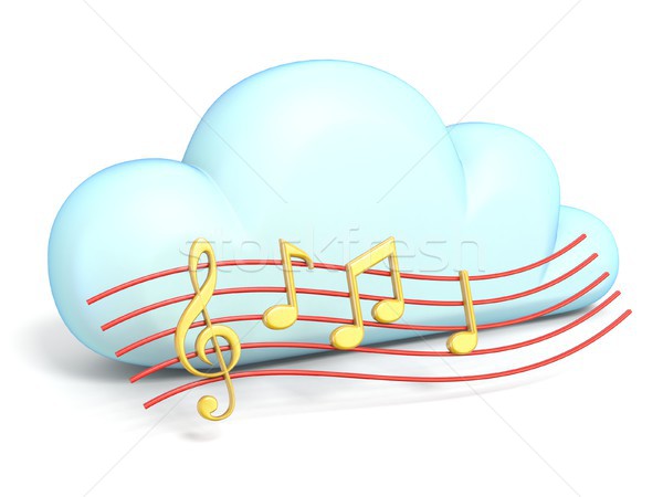 ícone nuvem notas musicais 3D isolado branco Foto stock © djmilic