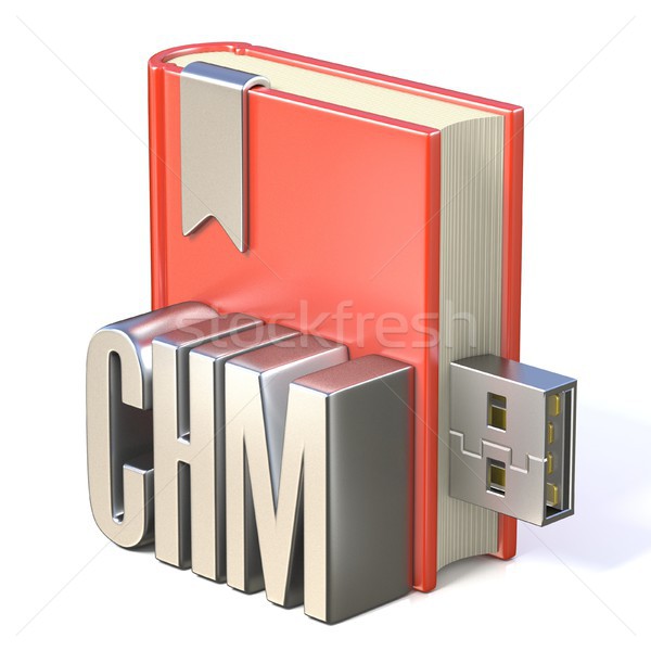 eBook icon metal CHM red book USB 3D Stock photo © djmilic