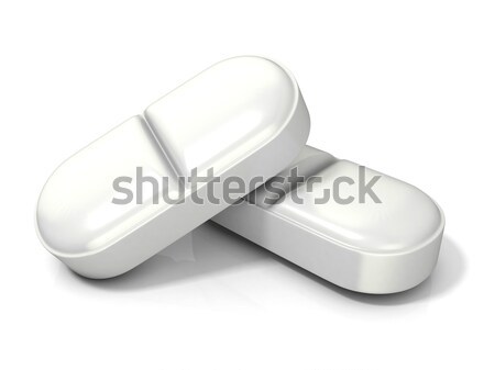 Two white medicine pills - tablets. 3D Stock photo © djmilic