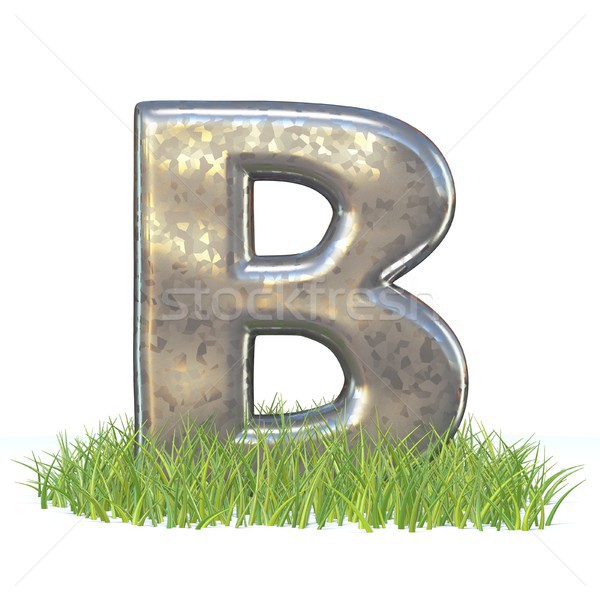 Galvanized metal font Letter B in grass 3D Stock photo © djmilic