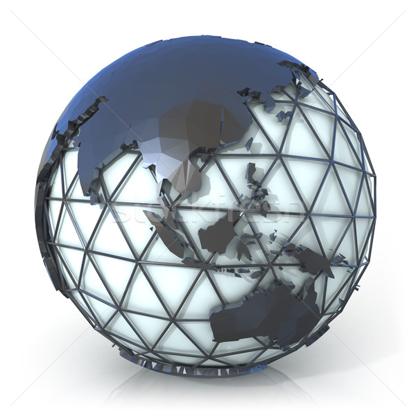 Polygonal style illustration of earth globe, Asia and Oceania vi Stock photo © djmilic