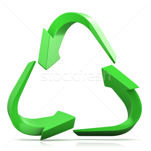 Сток-фото: зеленый · Recycle · знак · три · Стрелки · изолированный