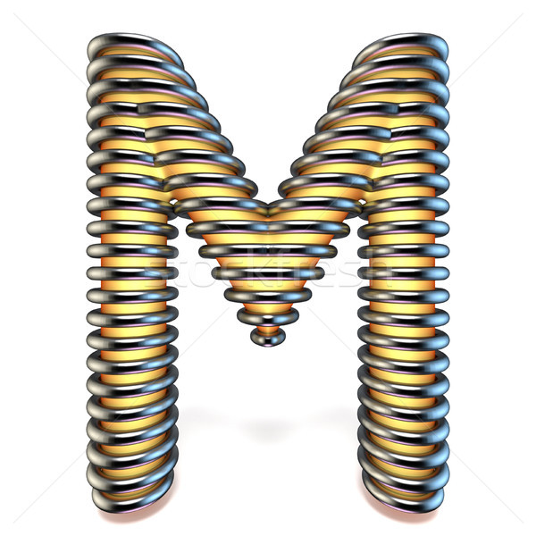 Orange yellow letter M in metal cage 3D Stock photo © djmilic