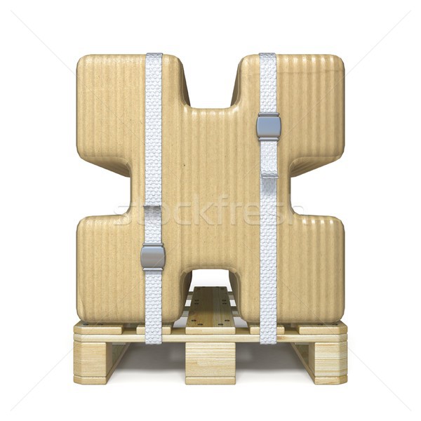 Cardboard box font Letter X on wooden pallet 3D Stock photo © djmilic