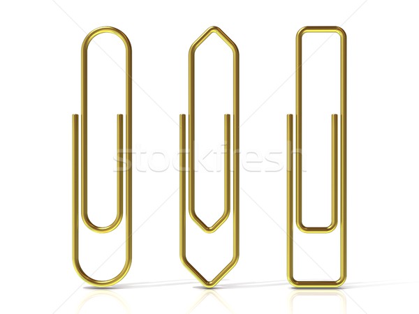 Paper clips. Three basic shapes. Brass Stock photo © djmilic
