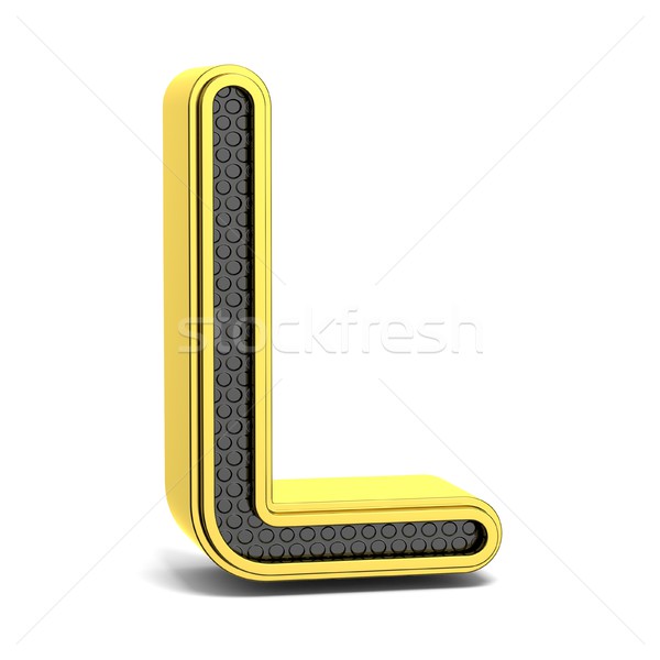 Stock photo: Golden and black round alphabet. Letter L. 3D