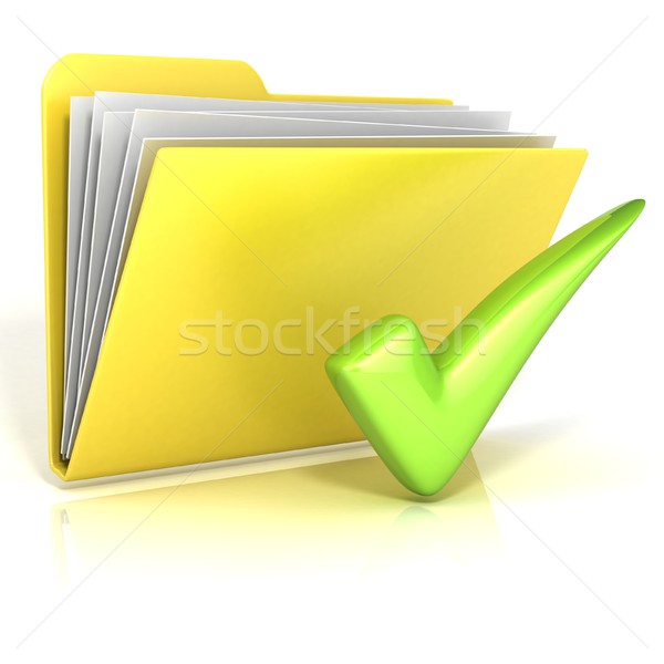 Positive, green check mark folder icon, 3D Stock photo © djmilic