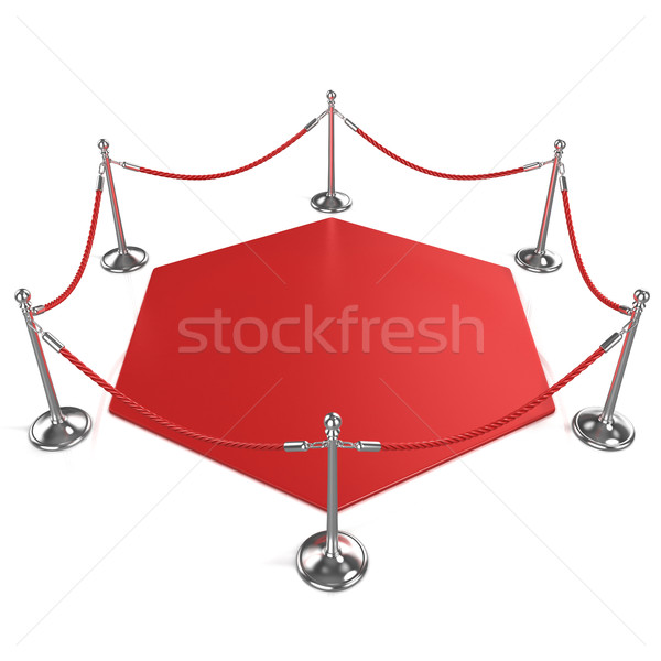 Red hexagon carpet surrounded with red rope and silver column Stock photo © djmilic