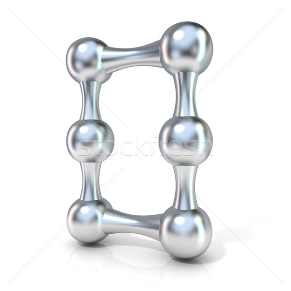 Molecular font numerical digits collection, 0 - ZERO. 3D Stock photo © djmilic