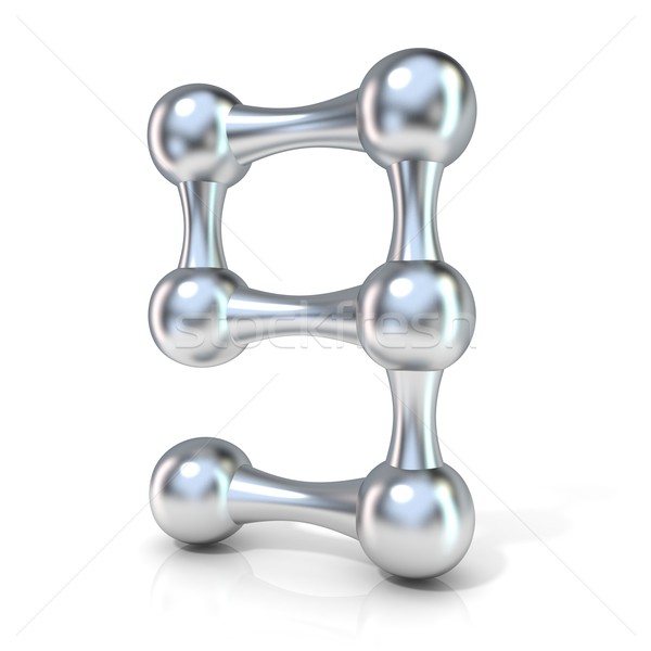Stock photo: Molecular font numerical digits collection, 9 - NINE. 3D