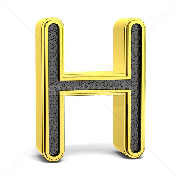 Or noir alphabet lettre h 3D rendu 3d [[stock_photo]] © djmilic