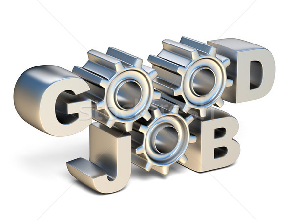 GOOD JOB silver text with gear wheels 3D Stock photo © djmilic