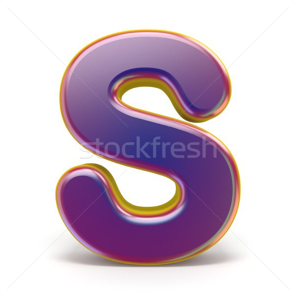 Letter S purple font yellow outlined 3D Stock photo © djmilic