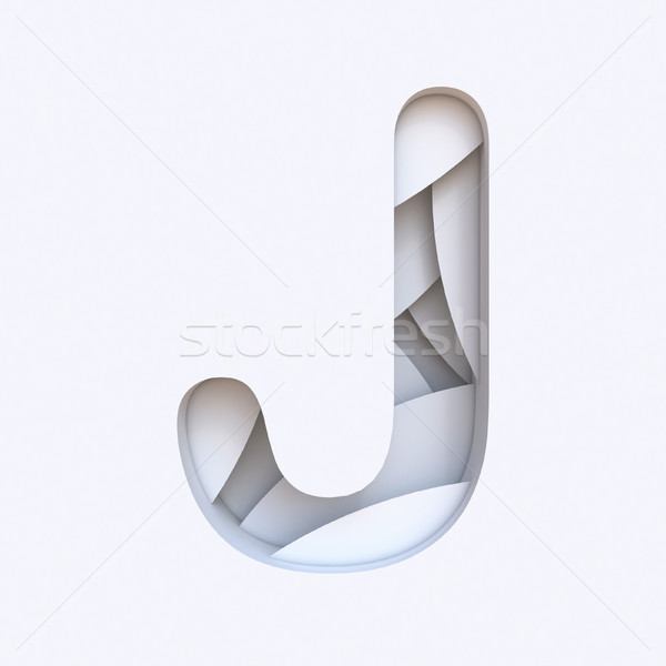 White abstract layers font Letter J 3D Stock photo © djmilic