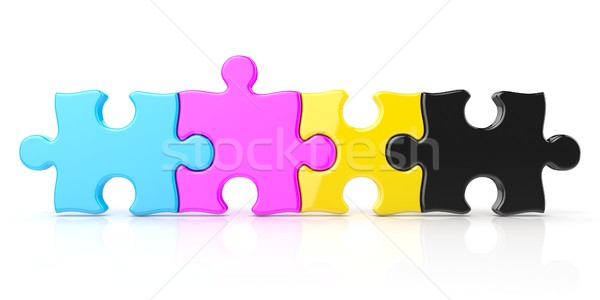 CMYK color puzzle row. 3D Stock photo © djmilic