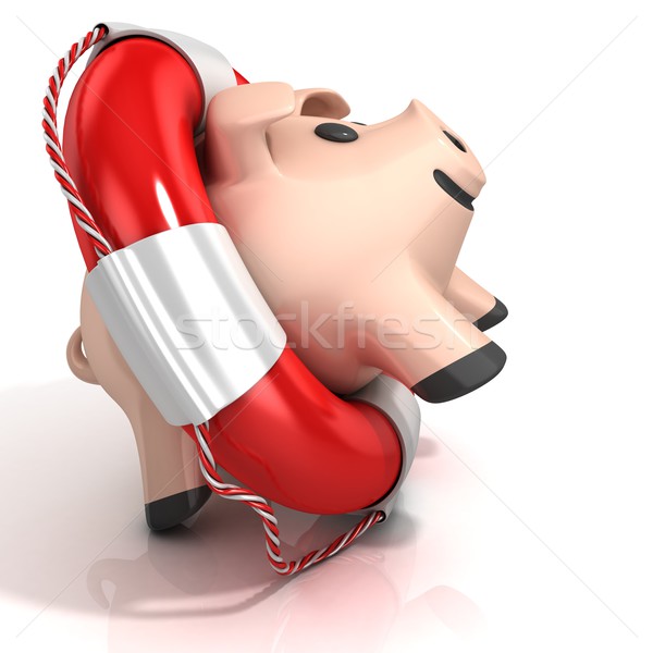 Piggy bank with lifebuoy Stock photo © djmilic