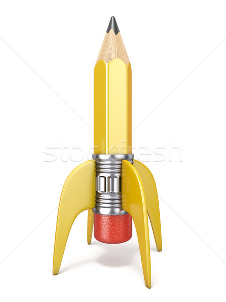 Сток-фото: карандашом · форме · ракета · 3D · 3d · визуализации · иллюстрация