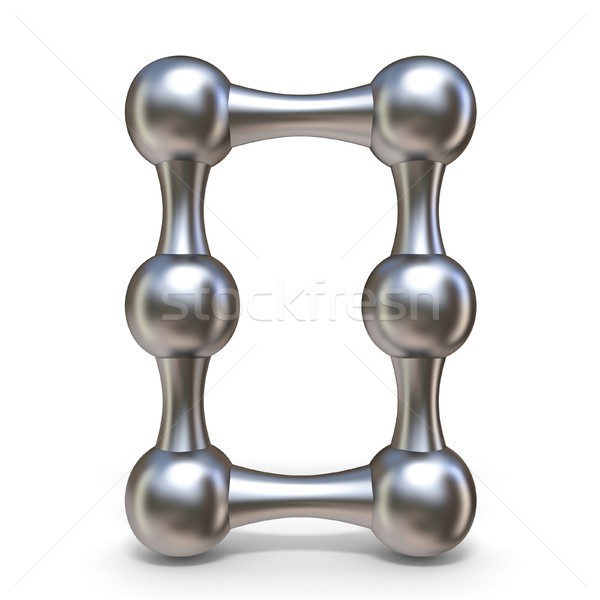 Stock foto: Stahl · molekularen · Schriftart · Zahl · Null · 3D
