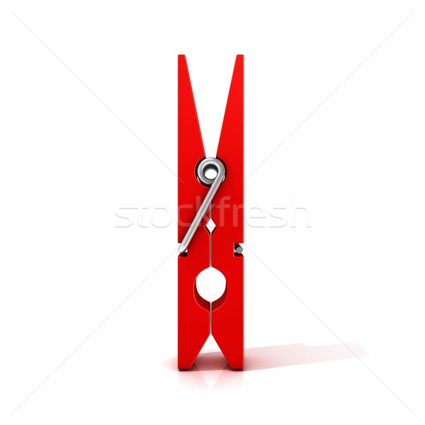Red clothes pin. Closed standing 3D Stock photo © djmilic
